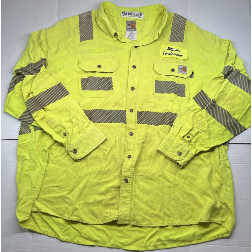 Carhartt FR Hi Vis Reflective Work Shirt Reg Flame Resistant Yellow Mens 3XL